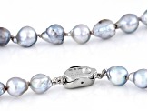 Platinum Cultured Japanese Akoya Pearl Rhodium Over Sterling Silver Necklace