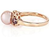 Purple Cultured Freshwater Pearl and Purple Spinel 18k Rose Gold Over Sterling Silver Ring