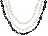 White and Black Cultured Freshwater Pearl Endless Strand Necklace Set of Two