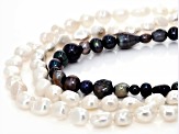 White and Black Cultured Freshwater Pearl Endless Strand Necklace Set of Two