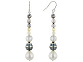 Cultured Multicolor Japanese Akoya, Tahitian & White South Sea Pearl Rhodium Over Sterling Earrings