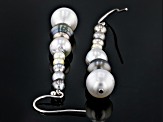 Cultured Multicolor Japanese Akoya, Tahitian & White South Sea Pearl Rhodium Over Sterling Earrings