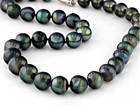 Cultured Gambier Tahitian Pearl Rhodium Over Sterling Silver 18" Necklace