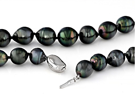 Cultured Gambier Tahitian Pearl Rhodium Over Sterling Silver 18" Necklace