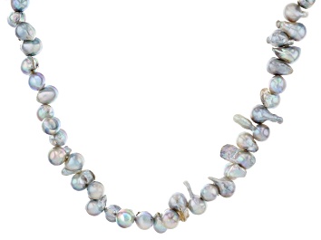 Picture of Platinum Cultured Japanese Akoya Pearl Rhodium Over Sterling Silver Necklace