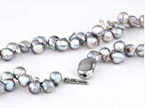 Platinum Cultured Japanese Akoya Pearl Rhodium Over Sterling Silver Necklace