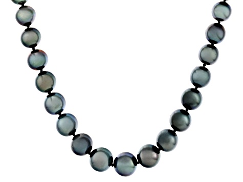 Platinum Cultured Tahitian Pearl Rhodium Over 14k White Gold Necklace