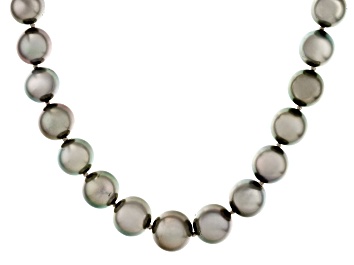 Picture of Platinum Cultured Tahitian Pearl Rhodium Over 14k White Gold Necklace
