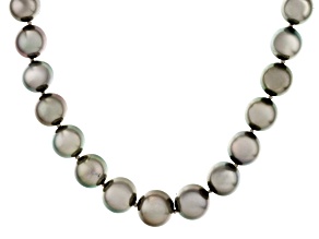 Platinum Cultured Tahitian Pearl Rhodium Over 14k White Gold Necklace
