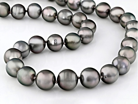 Platinum Cultured Tahitian Pearl Rhodium Over 14k White Gold Necklace