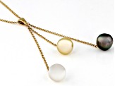 Cultured Tahitian and Golden and White South Sea Pearl 14k Gold Y Necklace