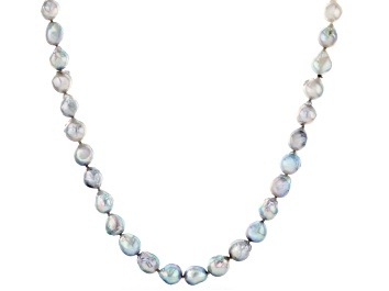 Picture of White to Platinum Ombre Cultured Japanese Akoya Rhodium Over Sterling Silver Necklace