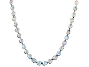 White to Platinum Ombre Cultured Japanese Akoya Rhodium Over Sterling Silver Necklace