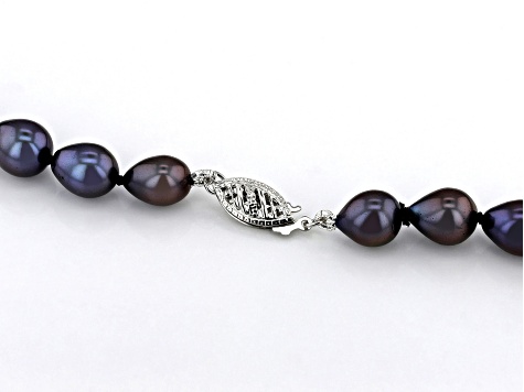 Black Cultured Freshwater Pearl Rhodium Over 14k White Gold 18" Necklace