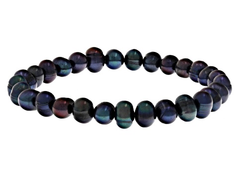 Multicolor Cultured Freshwater Pearl Elastic Stretch Bracelet Set of 5