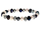 Multicolor Cultured Freshwater Pearl Elastic Stretch Bracelet Set of 5