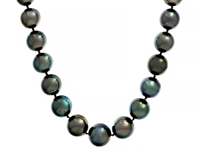 Black Cultured Tahitian Pearl Rhodium Over 14k White Gold 18 Inch Necklace