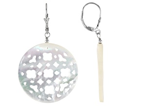 Round Carved Mother-of-Pearl Sterling Silver Earrings