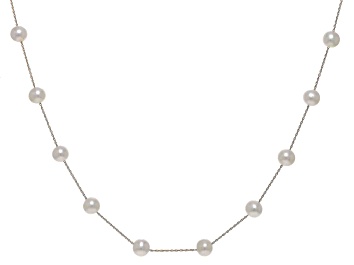 Picture of White Cultured Freshwater Pearl 14k Yellow Gold Station Necklace