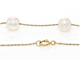 White Cultured Freshwater Pearl 14k Yellow Gold Station Necklace