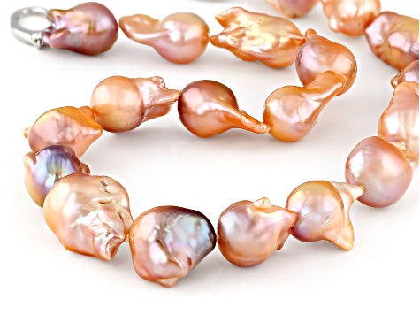 Genusis™ Multi-Color Baroque Cultured Freshwater Pearl Rhodium Over Sterling Silver Necklace