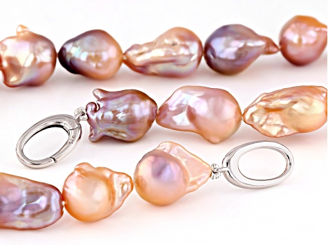 Genusis™ Multi-Color Baroque Cultured Freshwater Pearl Rhodium Over Sterling Silver Necklace