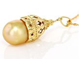 Golden Cultured South Sea Pearl 18k Yellow Gold Over Sterling Silver Pendant with Chain