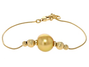 Golden Cultured South Sea Pearl 18k Yellow Gold Over Sterling Silver Bracelet