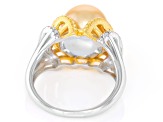 Golden Cultured South Sea Pearl with Topaz Rhodium & 18k Gold Over Sterling Silver Two-Tone Ring