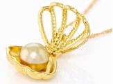 Golden Cultured South Sea Pearl and White Topaz 18k Gold Over Sterling Silver Seashell Pendant