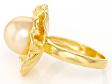 Golden Cultured South Sea Pearl 18k Gold Over Sterling Silver Ring