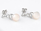 White Cultured Freshwater Pearl and Bella Luce® Rhodium Over Sterling Silver Earrings