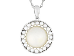 Cultured Mabe Pearl and Cultured Freshwater Pearl Rhodium Over Sterling Pendant