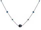 Cultured Tahitian Pearl and London Blue Topaz Rhodium Over Sterling Silver 20" Necklace