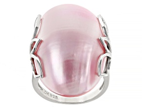 Pink Cultured South Sea Mabe Pearl Rhodium Over Sterling Silver Ring