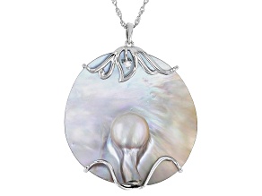 Platinum Cultured South Sea Blister Pearl Rhodium Over Sterling Silver Pendant