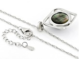 Platinum Cultured Mabe Pearl Rhodium Over Sterling Silver Pendant with Chain