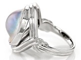 Platinum Cultured South Sea Mabe Pearl Rhodium Over Sterling Silver Ring