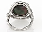 Platinum Cultured South Sea Mabe Pearl Rhodium Over Sterling Silver Ring