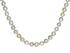 Cultured Japanese Akoya Pearl Rhodium Over Sterling Silver 18 Inch Strand Necklace