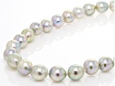 Cultured Japanese Akoya Pearl Rhodium Over Sterling Silver 18 Inch Strand Necklace