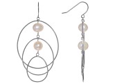 White Cultured Freshwater Pearl Rhodium Over Sterling Silver Earrings