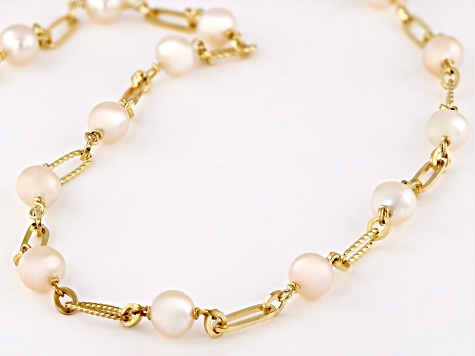 White Cultured Freshwater Pearl 18k Yellow Gold Over Sterling Silver 24-inch Necklace