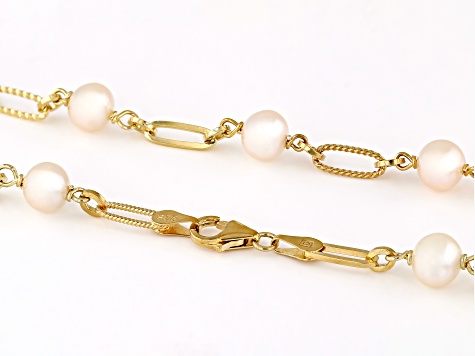 White Cultured Freshwater Pearl 18k Yellow Gold Over Sterling Silver 24-inch Necklace