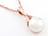 White Cultured Freshwater Pearl and Morganite 18K Rose Gold Over Sterling Silver Pendant