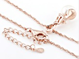 White Cultured Freshwater Pearl and Morganite 18K Rose Gold Over Sterling Silver Pendant