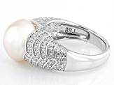 White Cultured Freshwater Pearl and Bella Luce®  Cubic Zirconia Rhodium Over Sterling Silver Ring