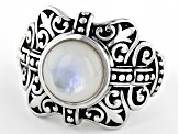 White Mother-of-Pearl Rhodium Over Sterling Silver Oxidized Ring