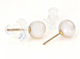 White Cultured Freshwater Pearl 14k Yellow Gold Stud Earrings