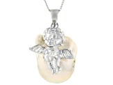 Genusis™ White Cultured Freshwater Pearl Rhodium Over Sterling Silver Pendant with Chain